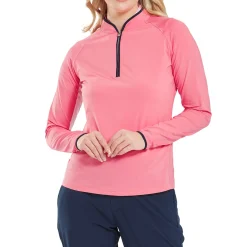 FootJoy Tröjor Dam-1/4 Zip Ls Sun Protection Shirt Pink-Lemonade
