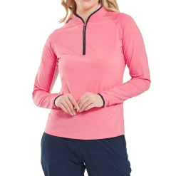 FootJoy Tröjor Dam-1/4 Zip Ls Sun Protection Shirt Pink-Lemonade