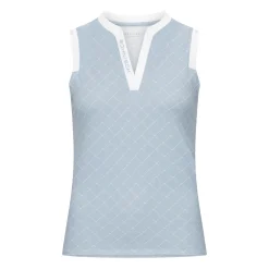 Röhnisch Pikétröjor Dam-Abby Sleeveless Top Micro-R-Check-Dove-Blue