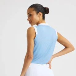 Röhnisch Pikétröjor Dam-Abby Sleeveless Top Micro-R-Check-Dove-Blue