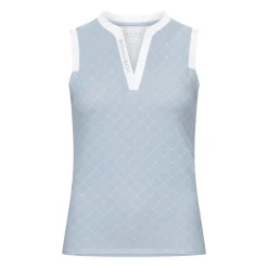 Röhnisch Pikétröjor Dam-Abby Sleeveless Top Micro-R-Check-Dove-Blue