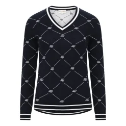 Röhnisch Tröjor Dam-Adele Knitted Sweater R-Check-Navy
