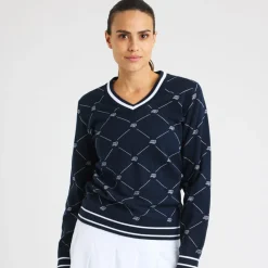 Röhnisch Tröjor Dam-Adele Knitted Sweater R-Check-Navy