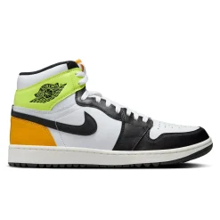 Nike Herrskor-Air Jordan I High G M Golf White-Black-University Gold-Volt
