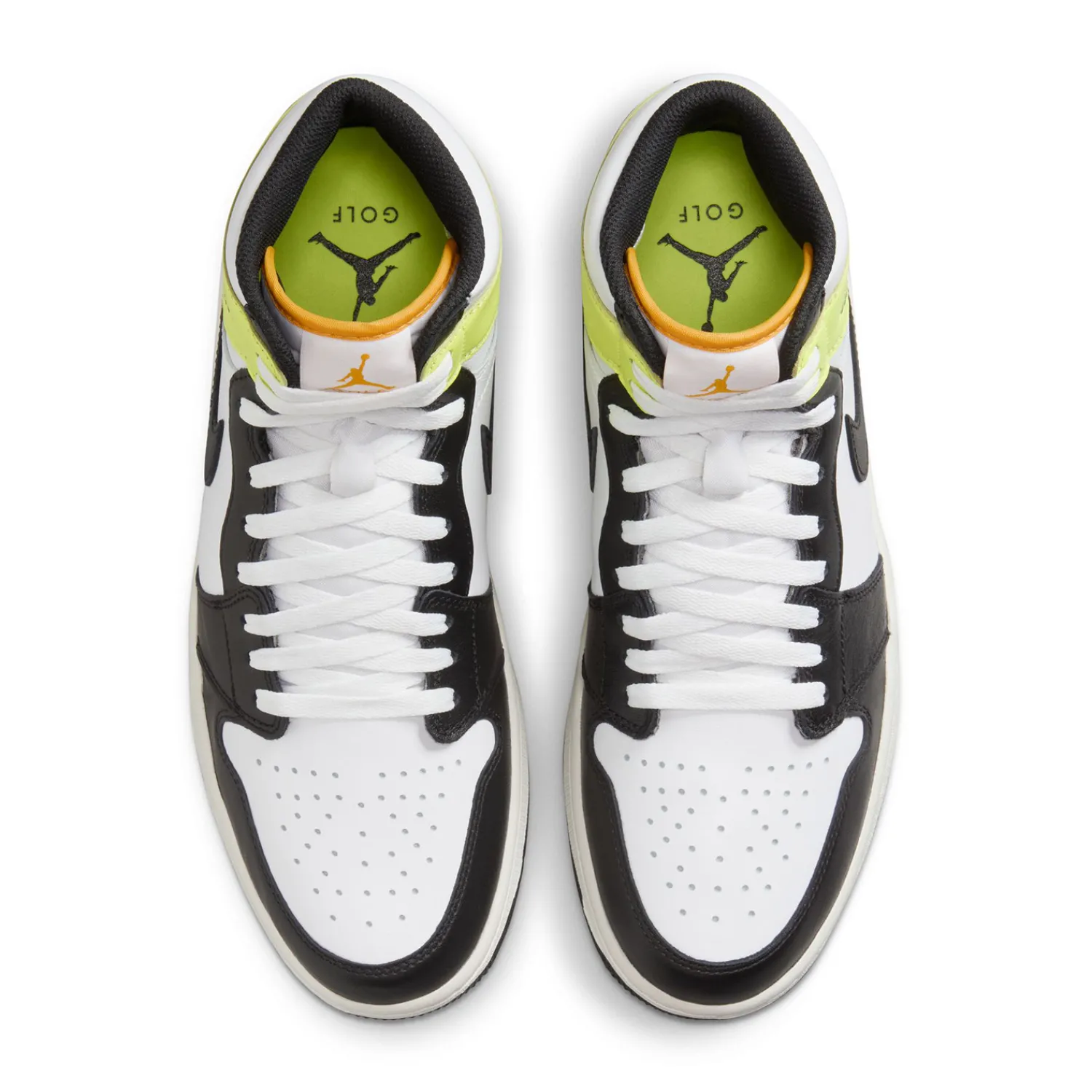 Nike Herrskor-Air Jordan I High G M Golf White-Black-University Gold-Volt