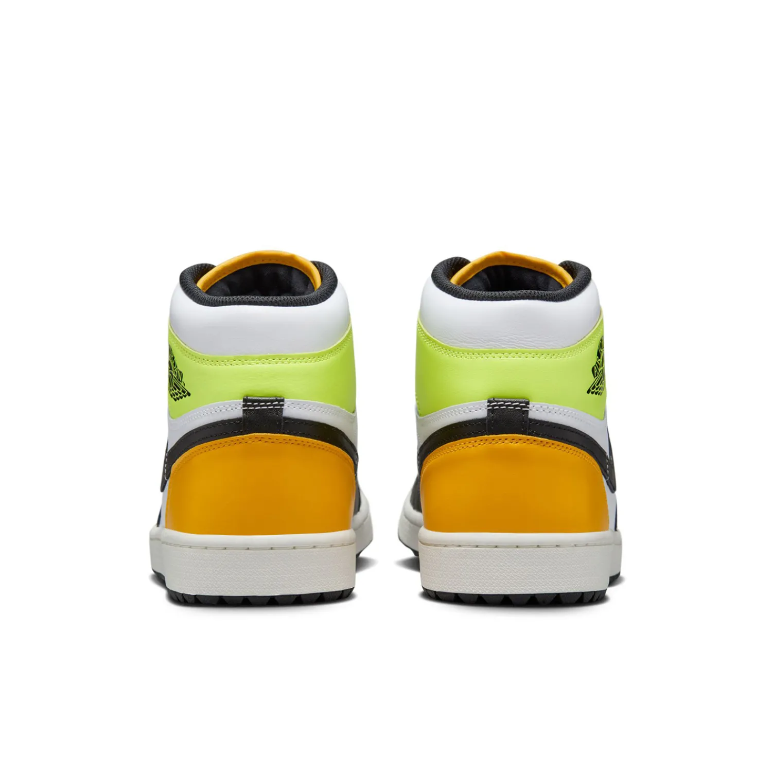 Nike Herrskor-Air Jordan I High G M Golf White-Black-University Gold-Volt