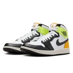 Nike Herrskor-Air Jordan I High G M Golf White-Black-University Gold-Volt