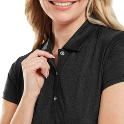 FootJoy Pikétröjor Dam-Animal Print Cap Sleeve Lisle Svart Black