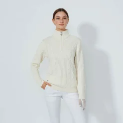 Daily Sports Tröjor Dam-Cable Ls Pullover Lined Vit Ivory