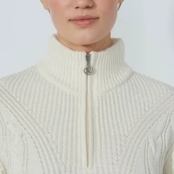 Daily Sports Tröjor Dam-Cable Ls Pullover Lined Vit Ivory