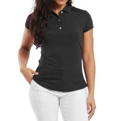 FootJoy Pikétröjor Dam-Cap Sleeve Lisle Svart Black