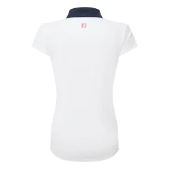 FootJoy Pikétröjor Dam-Cap Sleeve Print Trim Lisle Vit White - Navy