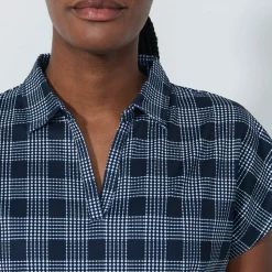 Daily Sports Pikétröjor Dam-Checked Cap S Check-Navy