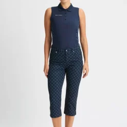 Röhnisch Capribyxor Dam-Chie Comfort Capri Micro-R-Check-Navy