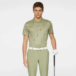 J.Lindeberg Pikétröjor Herr-Club House Motif Polo Golf-Micro-Olive-S