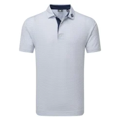 FootJoy Pikétröjor Herr-Deco Diamond Print Vit White - Navy