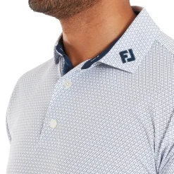 FootJoy Pikétröjor Herr-Deco Diamond Print Vit White - Navy