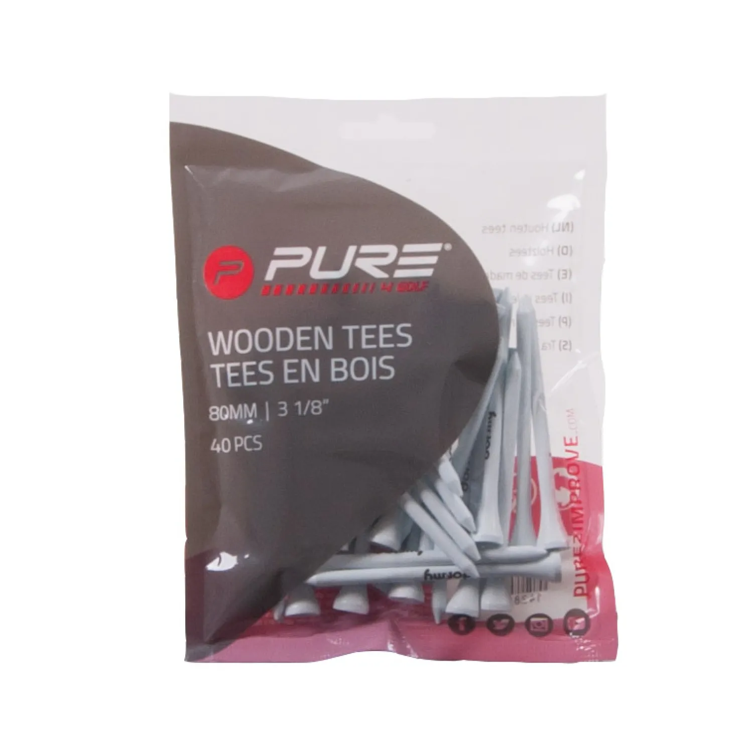 Pure Peggar-Dormy Tees 40-Pack 80 mm