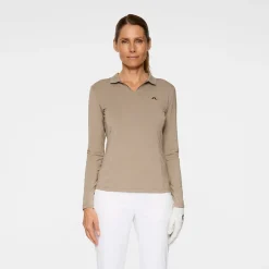 J.Lindeberg Pikétröjor Dam-Falah Long Sleeve Polo Brindle