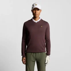 Lyle & Scott Tröjor Herr-Golf V Neck Pullover Rosa Berry