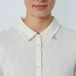 Daily Sports Tröjor Dam-Graphic Jaquard Ls Poloshirt Vit Ivory