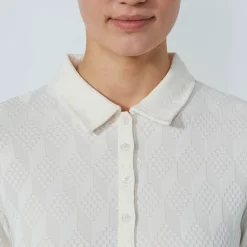 Daily Sports Tröjor Dam-Graphic Jaquard Ls Poloshirt Vit Ivory