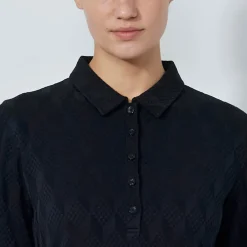 Daily Sports Tröjor Dam-Graphic Jaquard Ls Poloshirt Svart Black