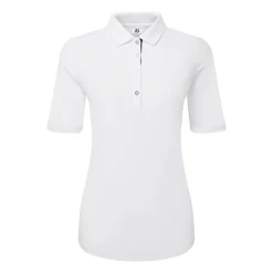FootJoy Pikétröjor Dam-Half Sleeve Ruched Lisle Vit White
