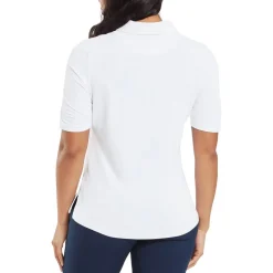 FootJoy Pikétröjor Dam-Half Sleeve Ruched Lisle Vit White