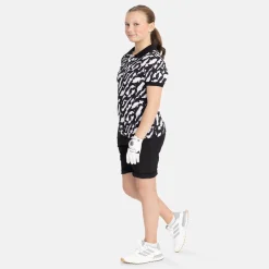 Bogeys & Birdies Juniorkläder Tjej-Jr Tech Hidden Button Pique AOP Svart Vit Black/White (Zebra)