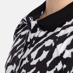 Bogeys & Birdies Juniorkläder Tjej-Jr Tech Hidden Button Pique AOP Svart Vit Black/White (Zebra)