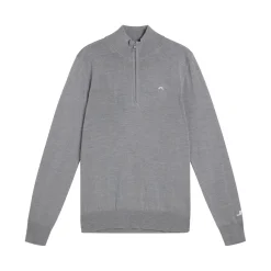 J.Lindeberg Tröjor Herr-Kian Zipped Golf Sweater Grå Grey Melange