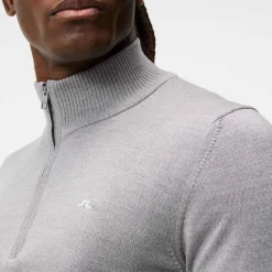 J.Lindeberg Tröjor Herr-Kian Zipped Golf Sweater Grå Grey Melange