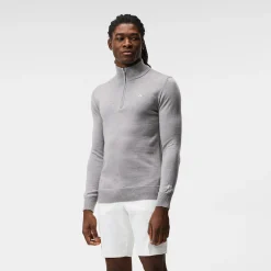J.Lindeberg Tröjor Herr-Kian Zipped Golf Sweater Grå Grey Melange