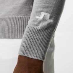 J.Lindeberg Tröjor Herr-Kian Zipped Golf Sweater Grå Grey Melange