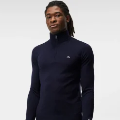 J.Lindeberg Tröjor Herr-Kian Zipped Golf Sweater Blå JL Navy