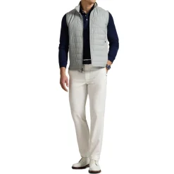 Ralph Lauren Västar Herr-Knit Full Zip Vest Performance Wool Andover Heather