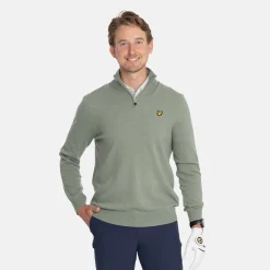 Lyle & Scott Tröjor Herr-Lambswool Blend Quarter Zip Green Sage L (X932)