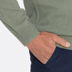 Lyle & Scott Tröjor Herr-Lambswool Blend Quarter Zip Green Sage L (X932)