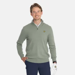 Lyle & Scott Tröjor Herr-Lambswool Blend Quarter Zip Green Sage L (X932)