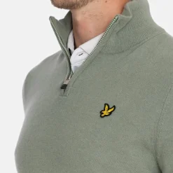 Lyle & Scott Tröjor Herr-Lambswool Blend Quarter Zip Green Sage L (X932)