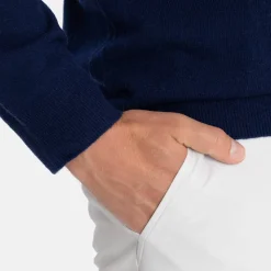 Lyle & Scott Tröjor Herr-Lambswool Blend Quarter Zip Bright Navy (X929)