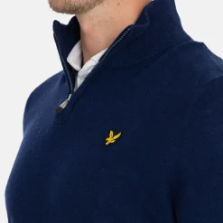 Lyle & Scott Tröjor Herr-Lambswool Blend Quarter Zip Bright Navy (X929)