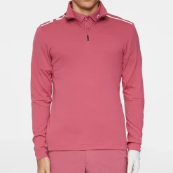 J.Lindeberg Tröjor Herr-Leon Quarter Zip Mid Layer Rose-Wine
