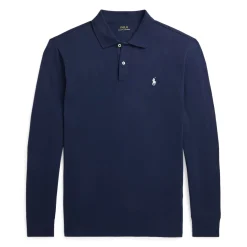 Ralph Lauren Pikétröjor Herr-Long Sleeve Polo Performance Stretch Mesh Refined Navy
