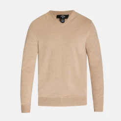 Callaway Tröjor Herr-Ls V-Neck Merino Beige Heather