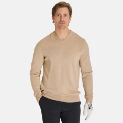 Callaway Tröjor Herr-Ls V-Neck Merino Beige Heather