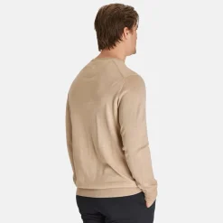 Callaway Tröjor Herr-Ls V-Neck Merino Beige Heather