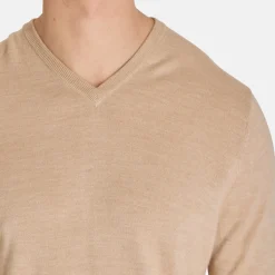 Callaway Tröjor Herr-Ls V-Neck Merino Beige Heather