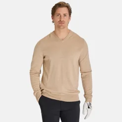 Callaway Tröjor Herr-Ls V-Neck Merino Beige Heather